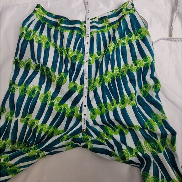 VINTAGE 60s pants Tat Saunders‎ abstract blue and green high waist S - Picture 12 of 13